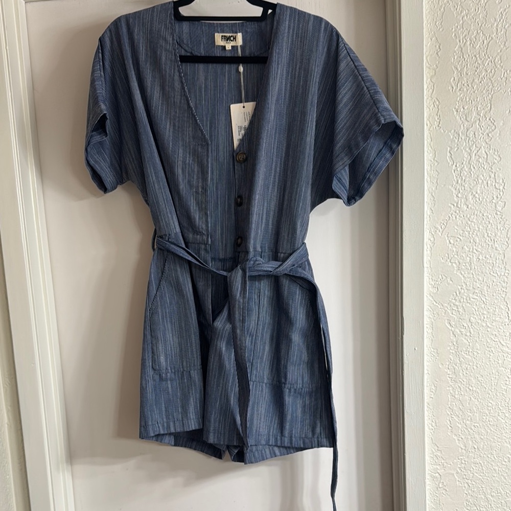 FRNCH Navy Button-Down romper